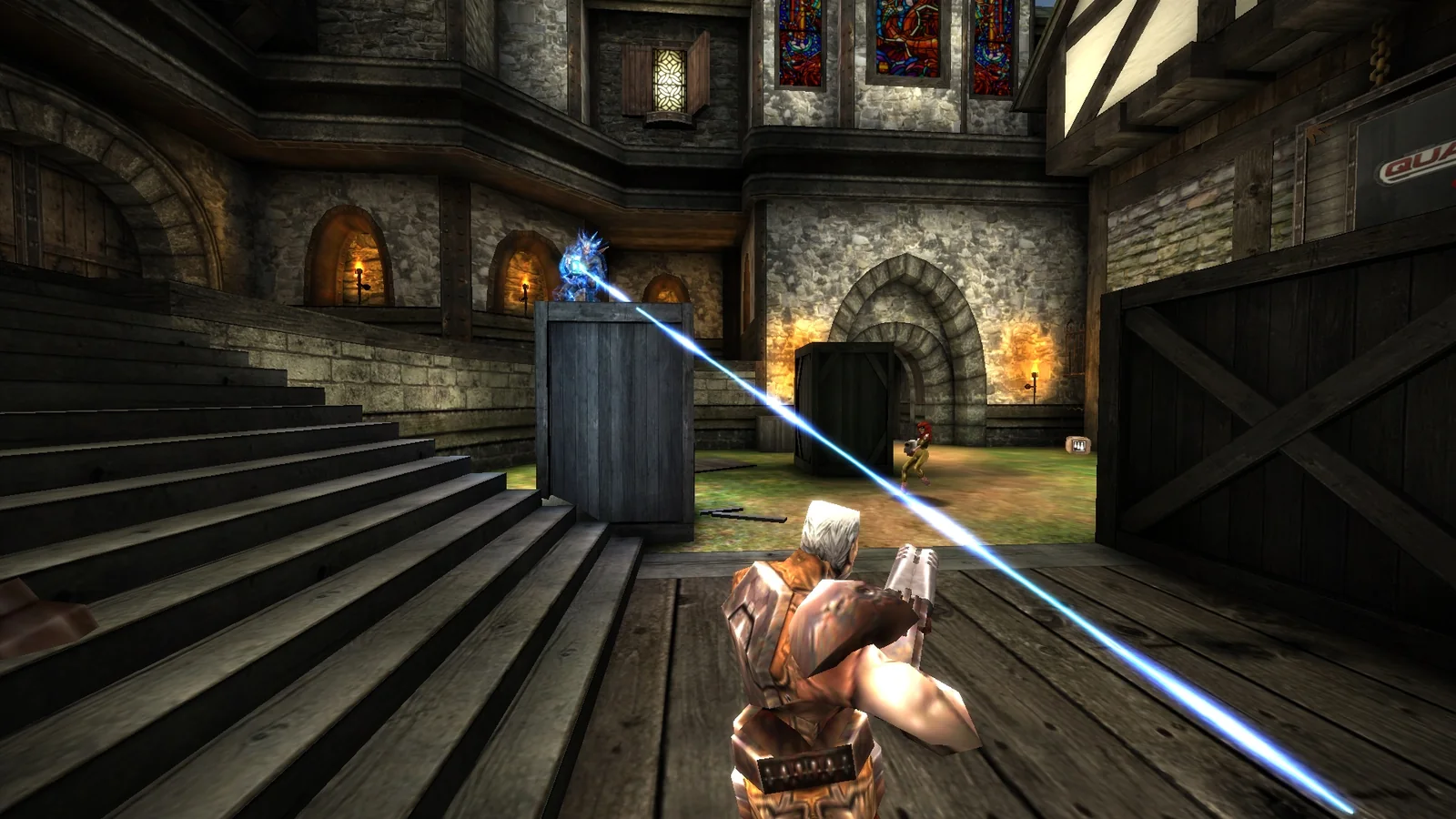 Quake Live Lightning Gun combat screenshot