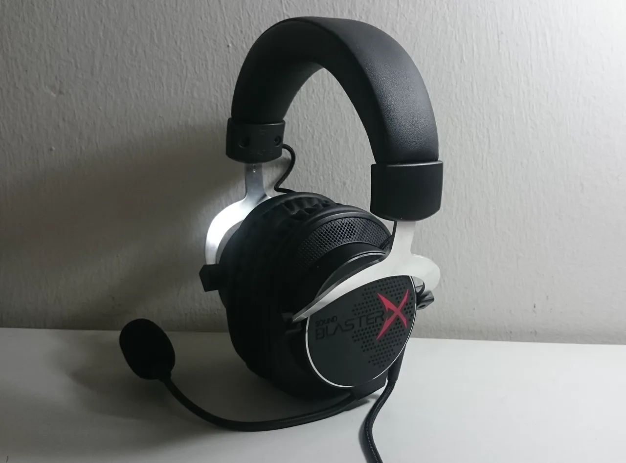 Black over-ear gaming headset with boom microphone