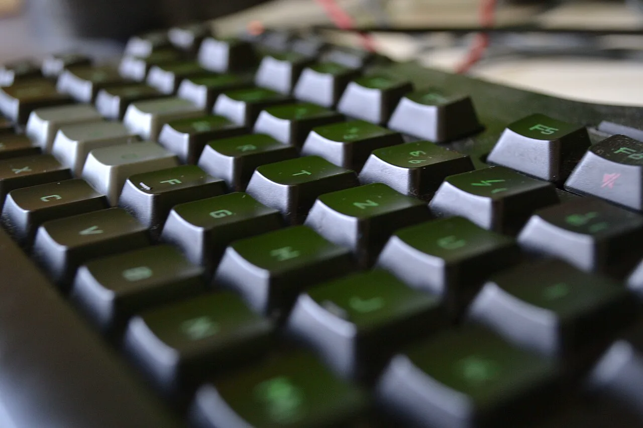 Close photograph of a black gaming keyboard